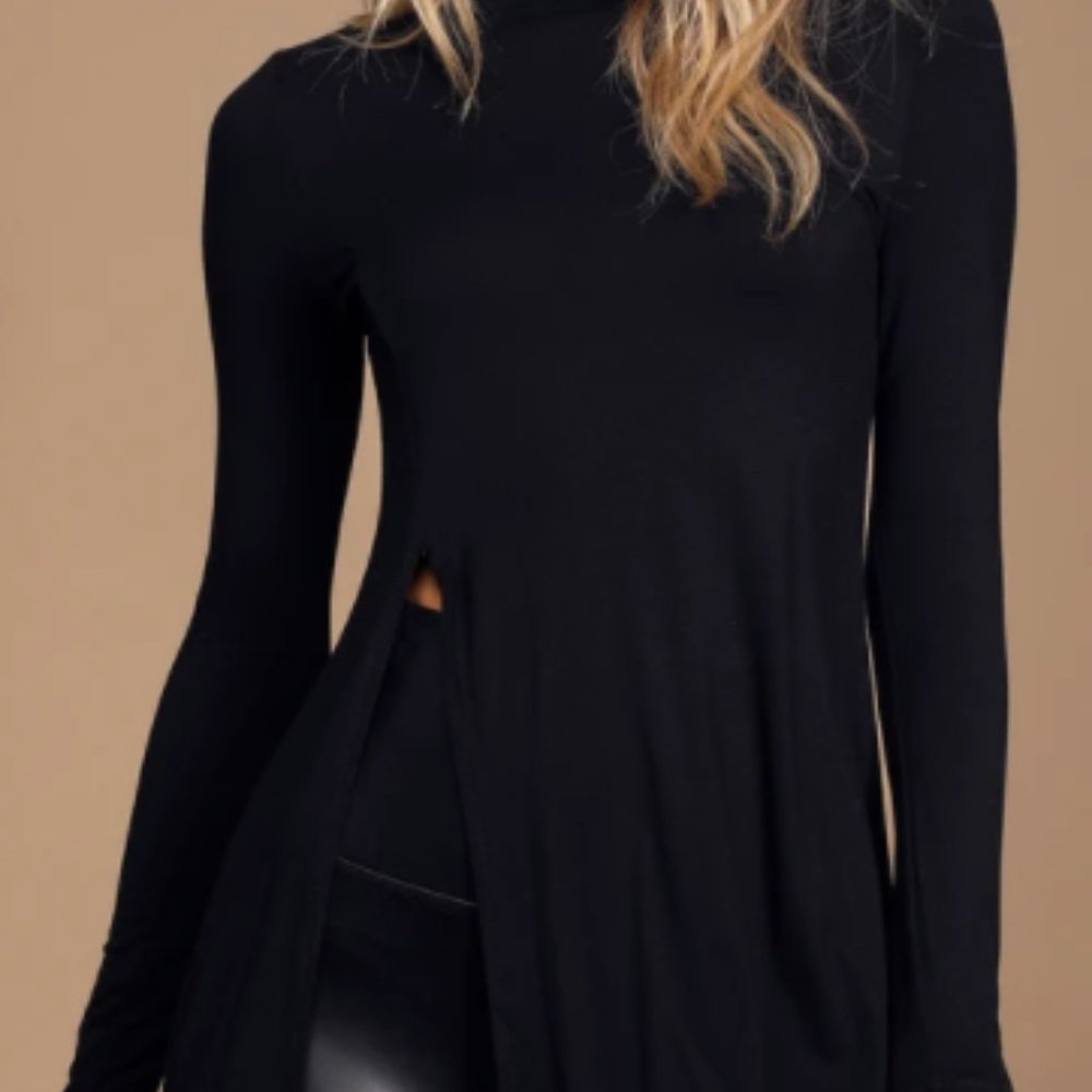 Club L Lulus Eyes On Me Black Long Sleeve Tunic